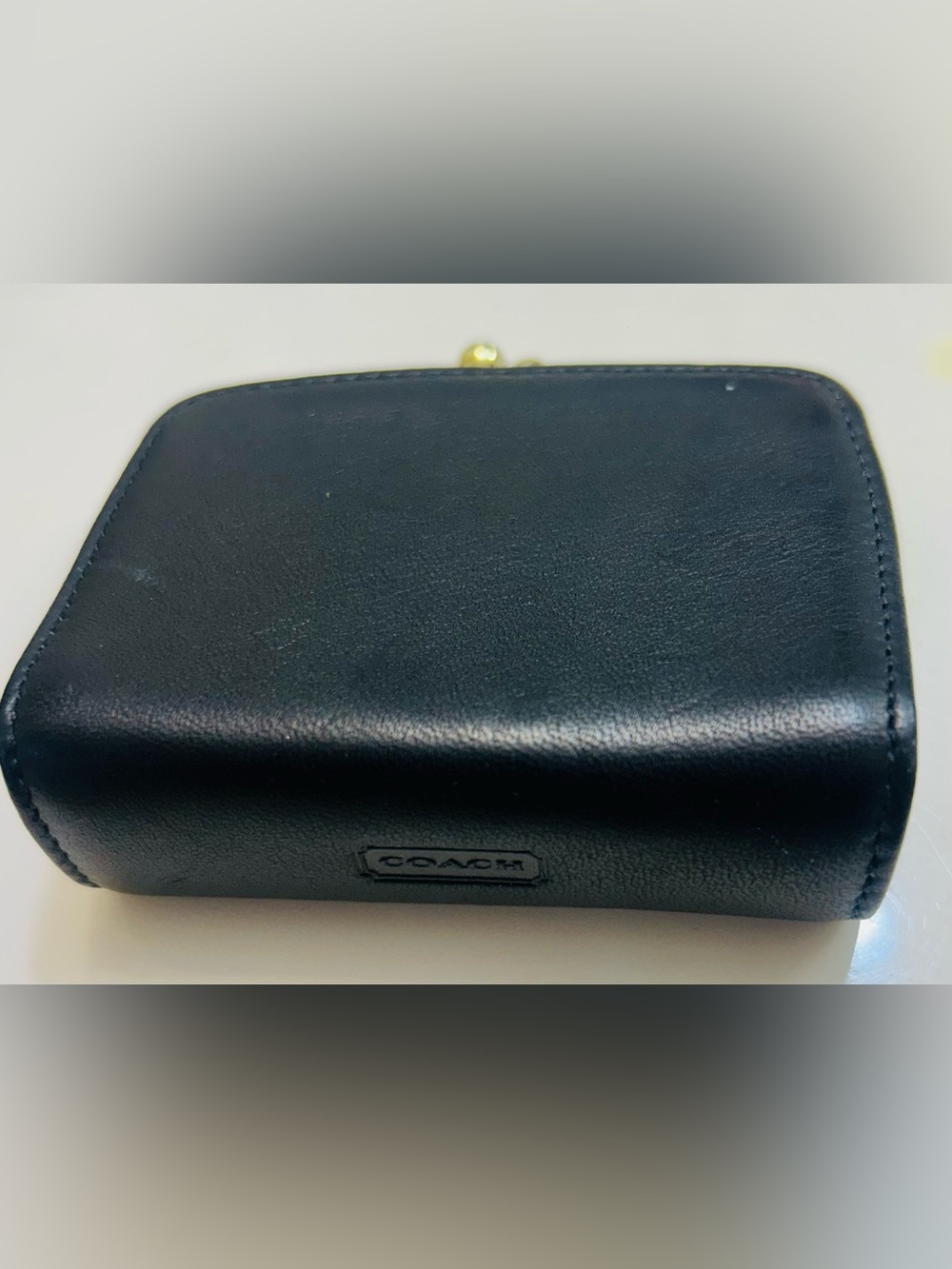 Vtg Mint COACH Black Leather Kiss-Lock Jewelry/ Coin Purse - Picture 5 of 5